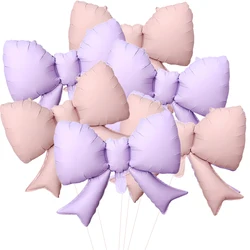 Set of 6 Elegant Baby Pink Bow Balloon Decorations for Bridal Showers and Girl's Parties (Mix3)