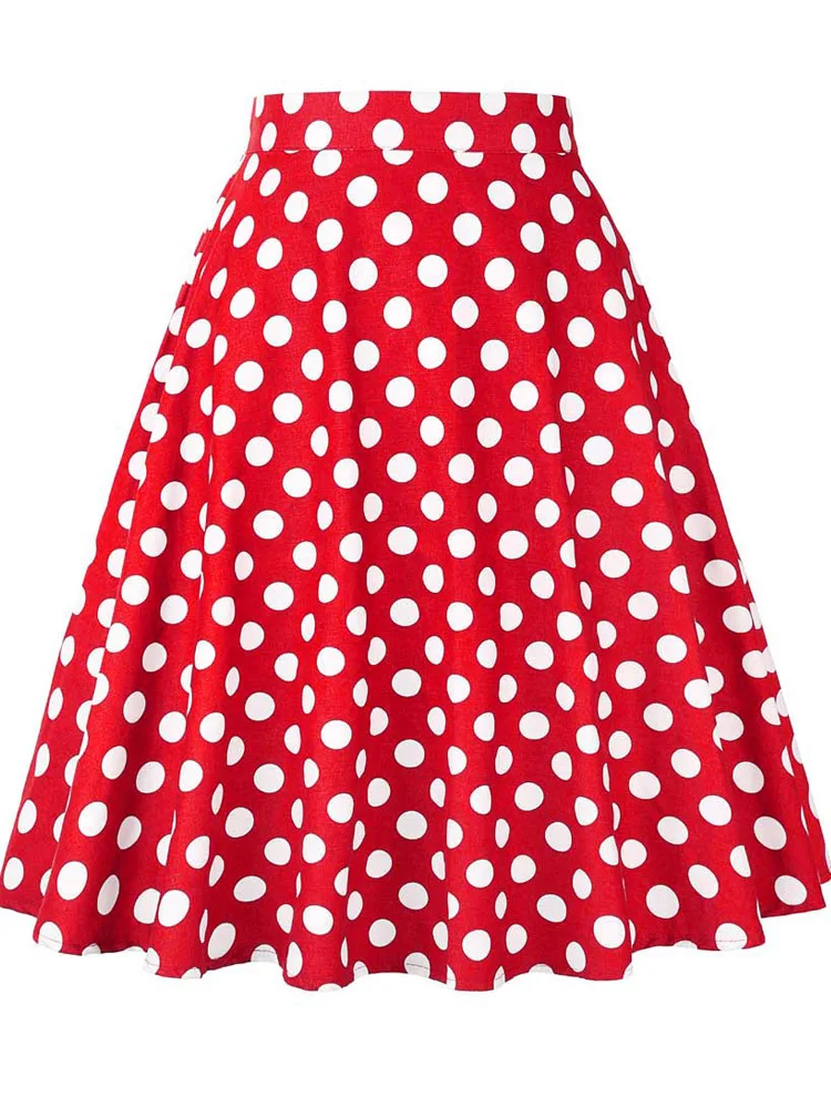 2025 Summer Midi Skirt Runway Vintage Rockabilly Sundress Red