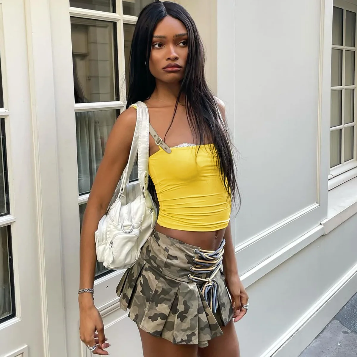 Summer Lace Patchwork Tank Top For Women Backless Slim Square Collar Cropped Sexy Y2k Vest Female Contrast Streetwear 2025