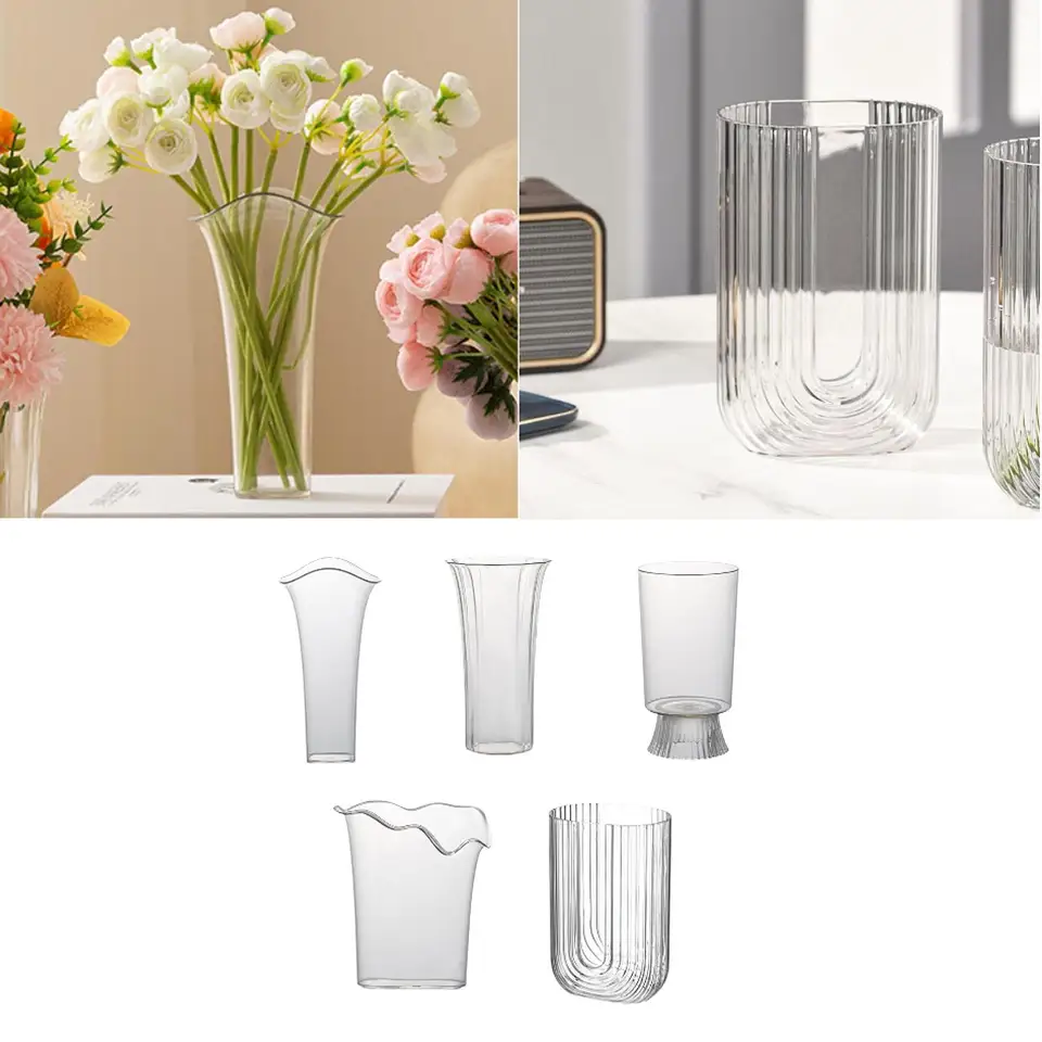 Vaso Cilindrico In Vetro Trasparente 10x15 Cm - Centrotavola Minimal Per Fiori, Matrimoni E Decorazione Casa