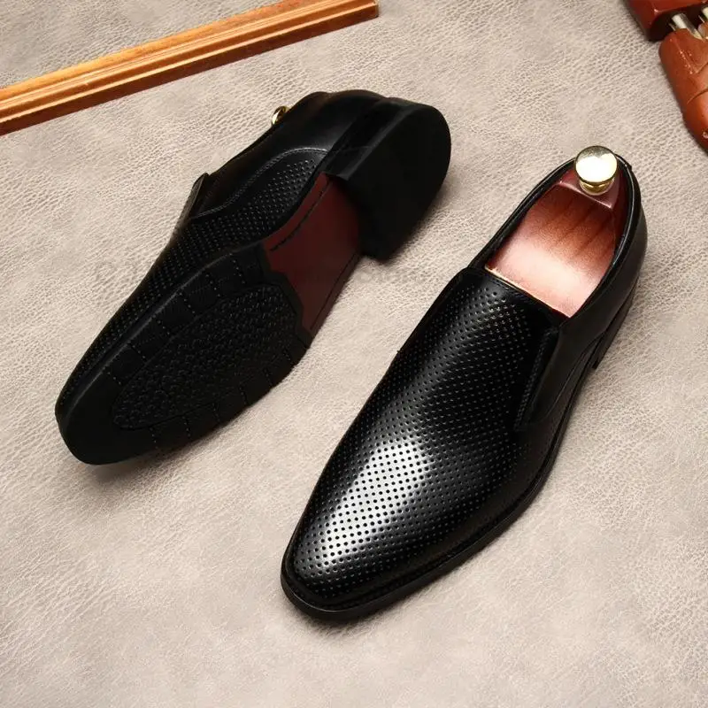 

Men Loafers Shoes Genuine Leather Penny Loafer Slip On Pointed Toe Black Brown Office Wedding Dress Casual High Quality Shoe Men