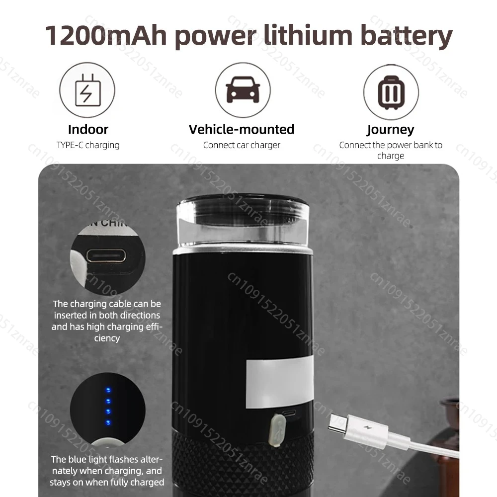 Portable Electric Espresso Coffee Maker Machines Rechargeable Automatic 6oz Single Serve with Cup Coffee Powder and Capsule 4