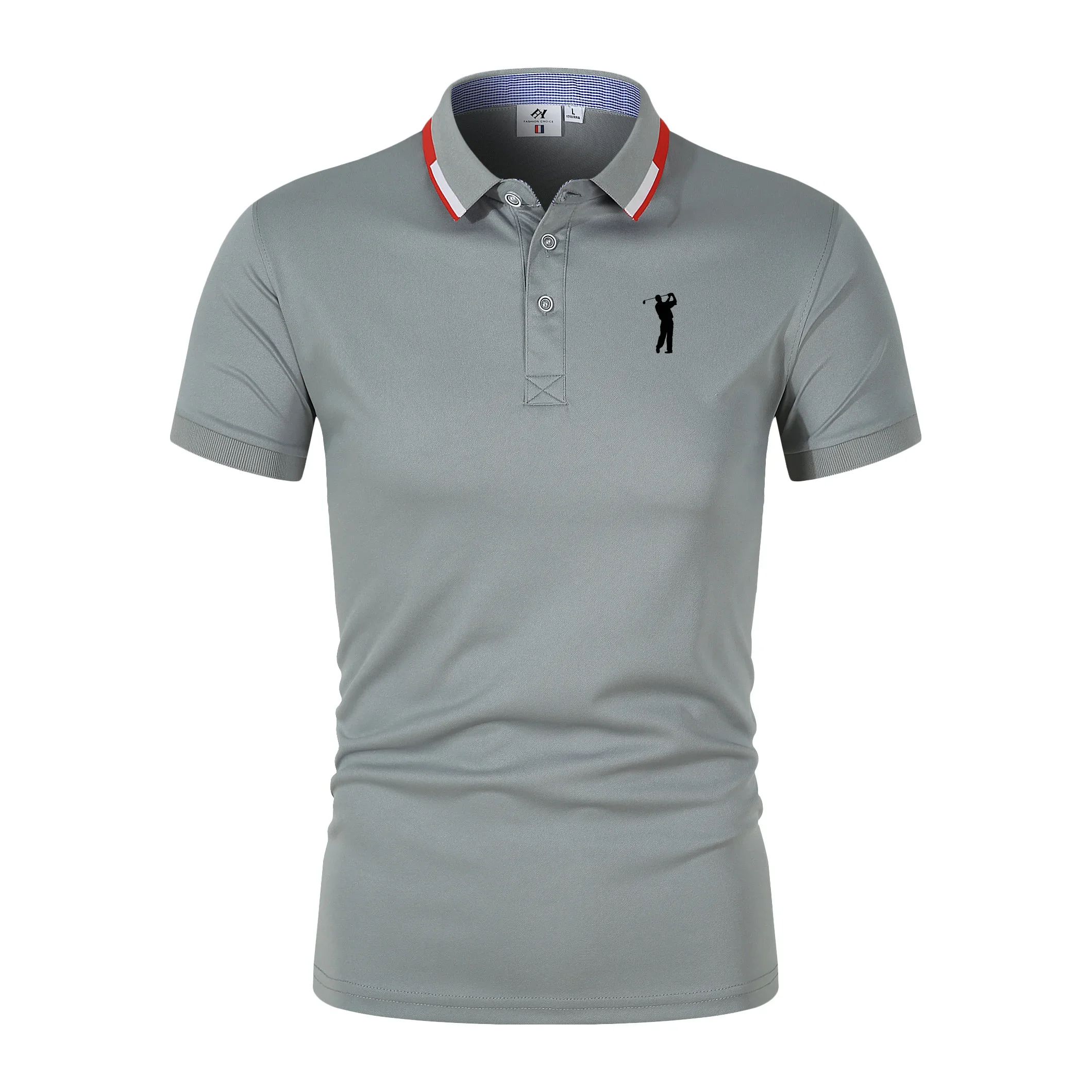 Golf Short Sleeve Polo T-shirt Office Spring Summer Classic Clothing Lapel Man Button Trim POLO Shirts Business And Leisure Tops