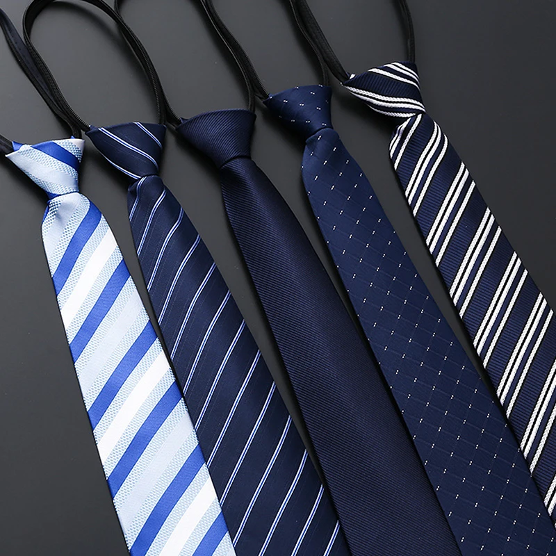 8CM Gestreifte Faule Krawatten Elegante Blau Schwarz Rot Männer Hemd Business Kleid Zipper Krawatte Krawatten Zubehör Hochzeit Bräutigam – Detail 2