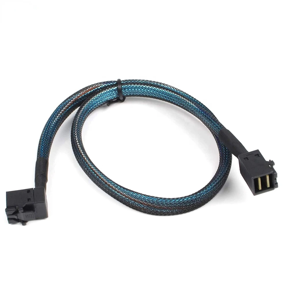 HD mini SAS SFF8643 Down Angled to SFF8643 Straight mini SAS Cable 1m