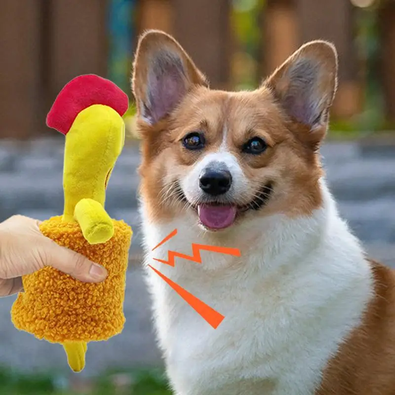 

Dog Plush Chicken Toy Chicken Wear Scarf Design Puppy Treat Dispenser Screaming Chicken Funny Pets Interactive Squeaky Chew Toy