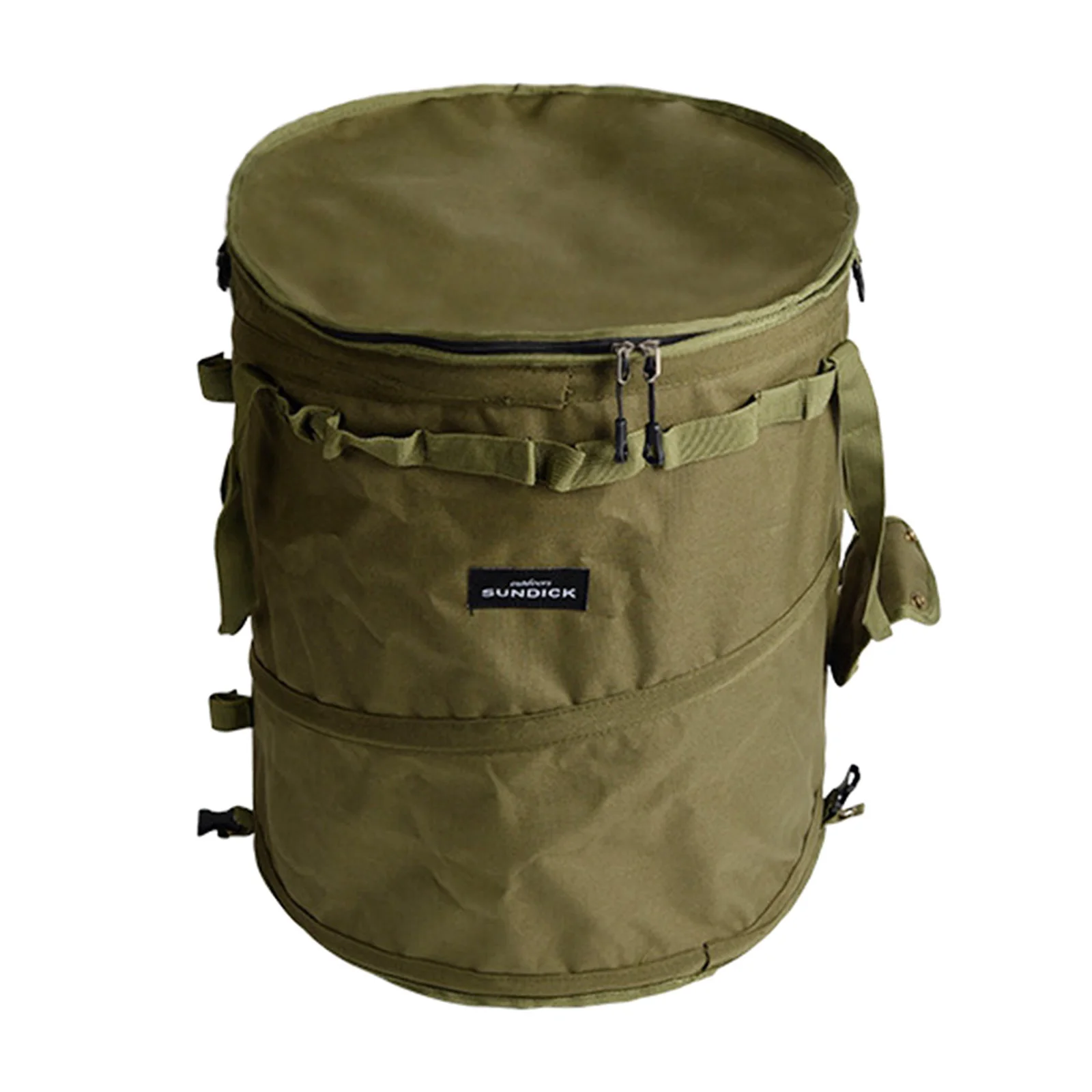 Camping Trash Can Folding Portable with Zippered Lid Reusable Dirty Clothes Basket Recycle Bin for Camping Recycling Picnic