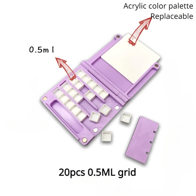 Portable Watercolor Palette 0.5ML 20 Grids Foldable Watercolor Paint Dispensing Box Palette Box Student Outing Painting Supplies 3