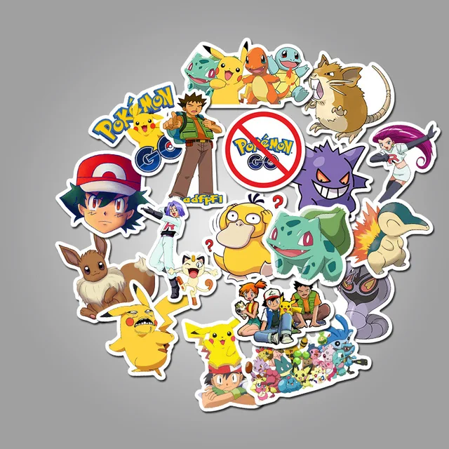 50/40/10Pcs/pack Pokemon Stickers Kawaii Pikachu Skateboard Bicycle Guitar Laptop Kids Waterproof Label Decor Stationery Sticker 4