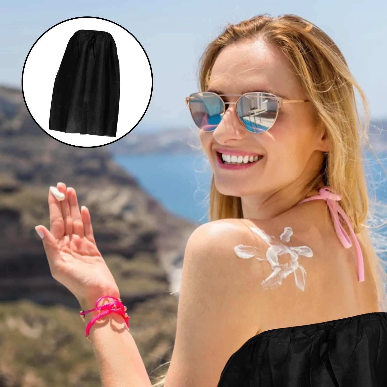 10Pcs Black Microfiber Towel Dressing Gown Gym Bath Skirt Disposable Spa Wrap Shower Body Wrap Fast Drying Sauna Skirt 4