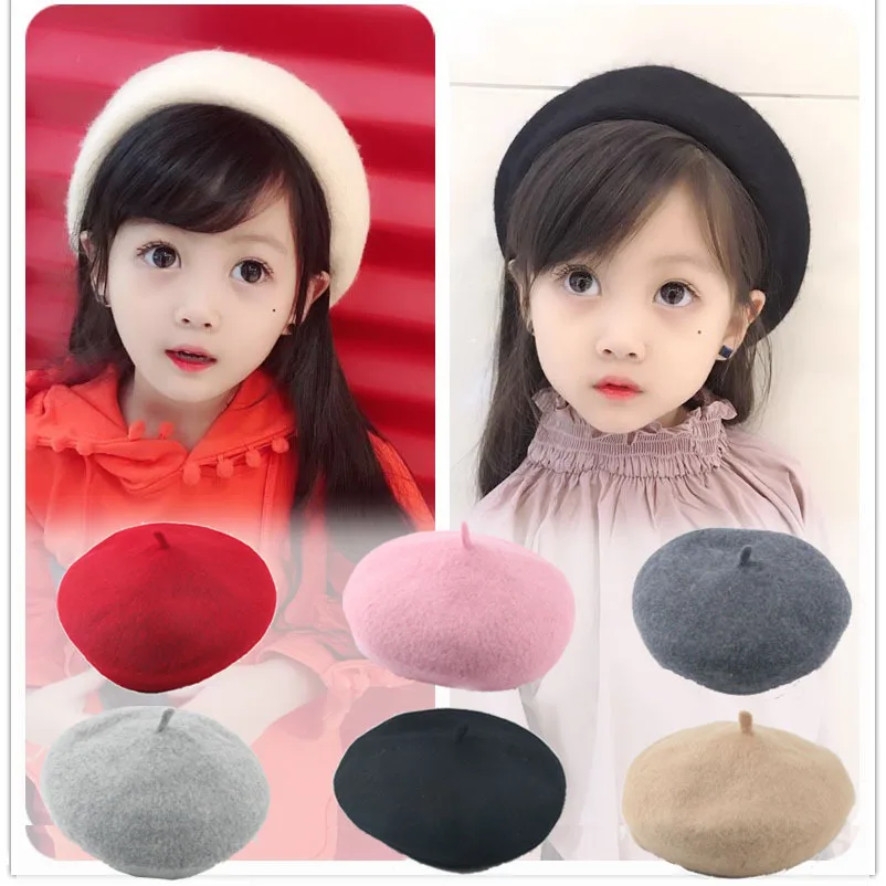 2022 New Korean Baby Hat Berets For Girls Vintage Autumn Winter Cap