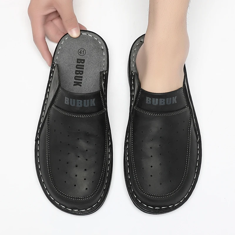 Erste Schicht Rindsleder Herren Neue Mode Open-Toe Casual Herren Sommersandalen Verstellbarer rutschfester bequemer Strandschuh mit weicher Sohle – Detail 3