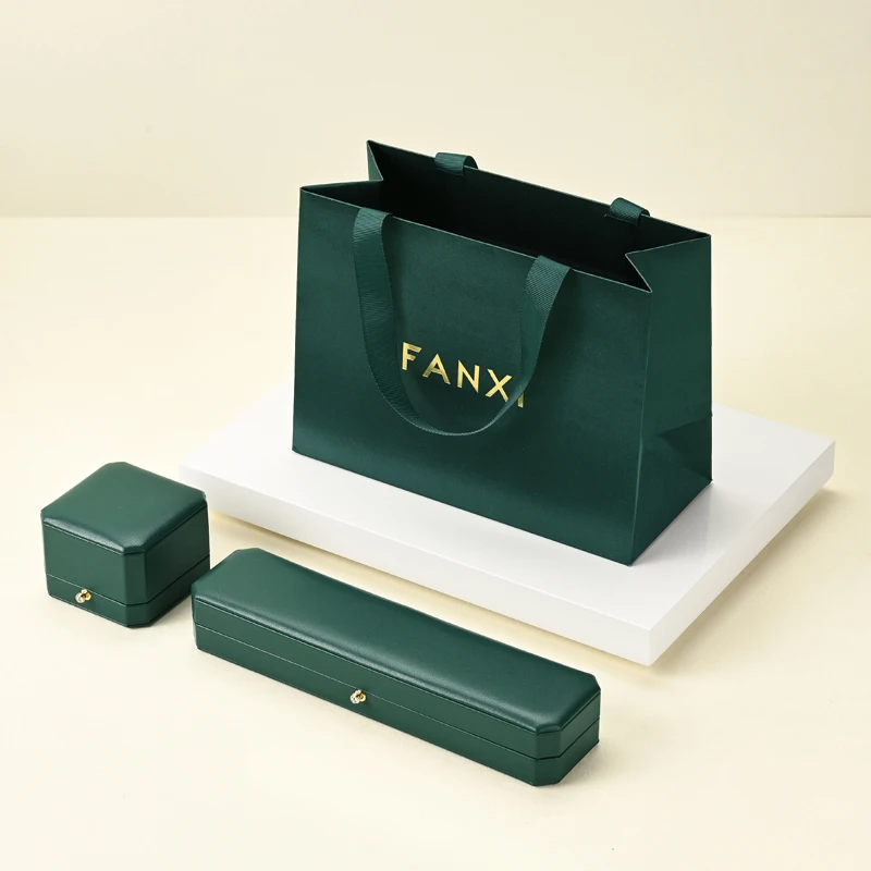 MISHITU jewelry gift paper bag jewelry storage bag handbag green ribbon festival gift packaging bags