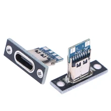  10pcs USB 3.1 Type C Socket With Screw fixing plate Type-C USB Jack 3.1 Type-C 2Pin 4Pin Female Connector Jack Charging Port 