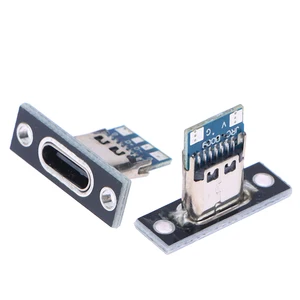 10pcs USB 3.1 Type C Socket With Screw fixing plate Type-C USB Jack 3.1 Type-C 2Pin 4Pin Female Connector Jack Charging Port