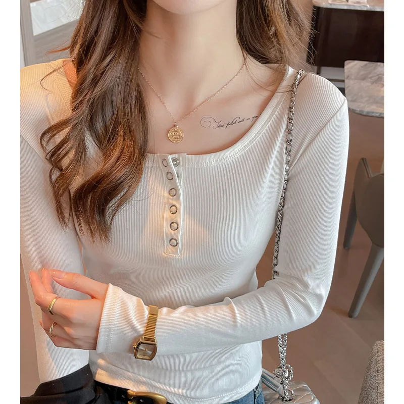Women Long Sleeve Knitted Slim Fit T Shirt