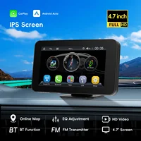 Podofo Écran intelligent 4,7'' pour voiture avec égaliseur, FM, GPS, lecteur multimédia, Carplay, Android Auto, Bluetooth, transmission FM, Airplay, Android Cast, AUX 2