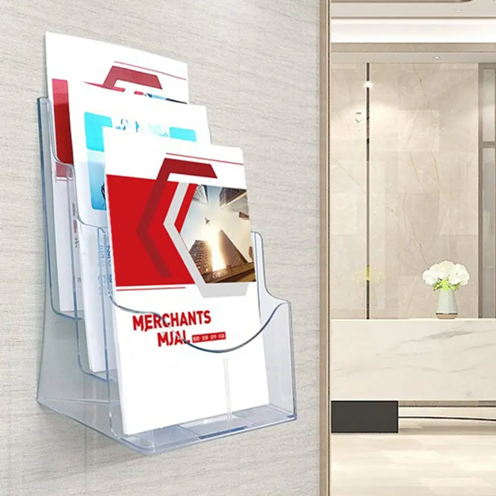 2pcs A5 Acrylic Brochure Display Stand Rack Flyer Holder Magazine Organizer Plastic Literature Rack Document Storage