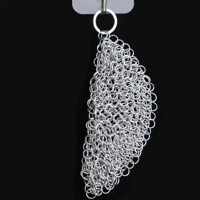 Cast Iron Cleaner Stainless Steel Chainmail Scrubber with Hanging Hole  Tableware Cleaning Tool Kitchen Supply Kitchen Accessory