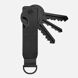 Compact Aluminum Minimalist Key Organizer - Secures 1 - 5 Keys, Portable and Secure Design (Black)
