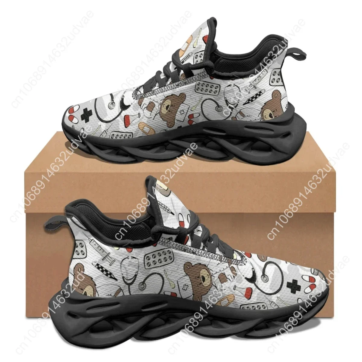 Nurse Shoes Women Print Breathable Sneakers Woman Slip-on Light Non-slip Flats Ladies Soft Bottom Casual Sports Shoes