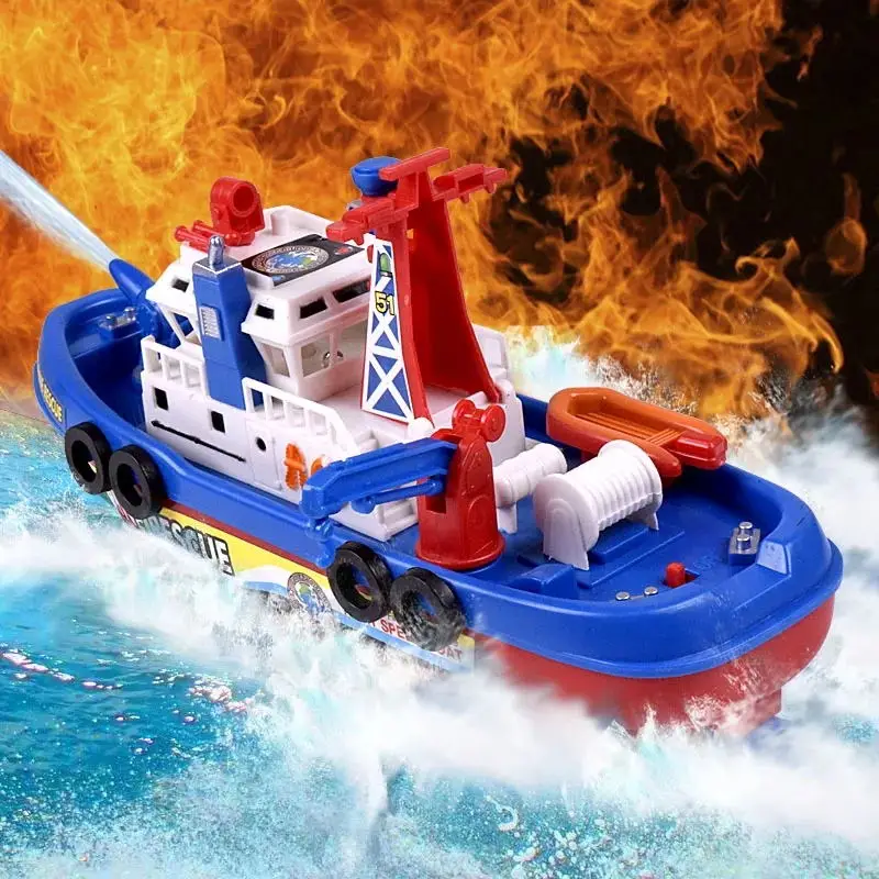Baby Bath Toys for Kids Electric Marine Rescue Model Spray Water Play Toys for Children Shower Bath Toy with LED Light Music 2