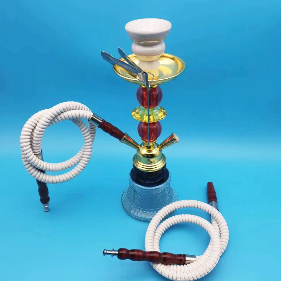 Arabia Hookah Set Small Double Tube Hookah Glass Bottle Ceramic Bowl Hose Water Pipe Bar KTV Shisha Accessories Birthday Gift
