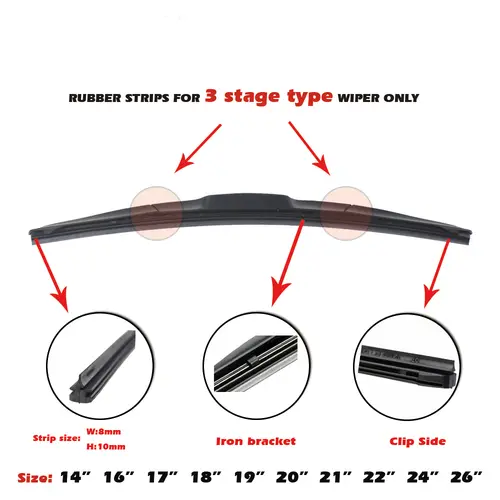 Car Wiper Blade Elastic band Windscreen Vehicle Insert Rubber Strip Refill 8mm 14"16"17"18"19"20"21"22"24"26"28" Accessorie 1pcs - Image 2