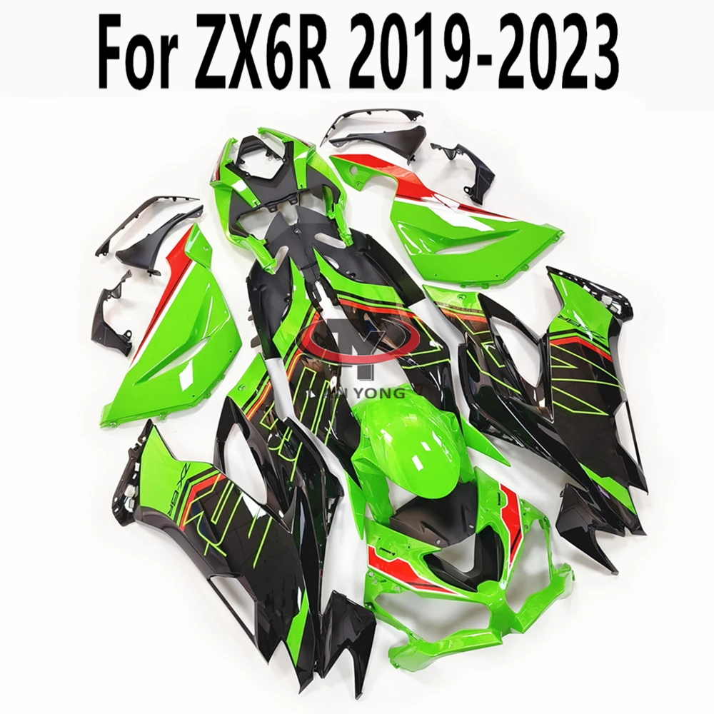 2023 Bright Green Black Red Line Prints Bodywork Cowling Full Fairing Kit For Kawasaki ZX6R ZX 6R 636 2019-2020-2021-2022