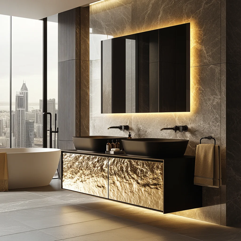 Curated visual reference: Luxury Gold Bathroom Vanity Wash Cabinet Marble Top Bathroom Cabinet Photo Inspiration