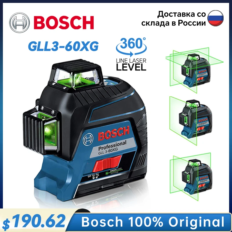 Bosch Professional Laser Level Machine Gll3-60XG 3D12 Line Nivel Laser High  Power Green Self-Leveling Cross Laser Level 360 - AliExpress