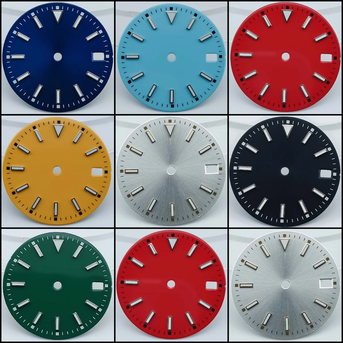 Quadrante Dell'Orologio Da 28.5Mm Per Seiko Nh35 Datejust Oyster Movement Sunburst Silver Nh35 Nh36 Quadrante Dell'Orologio Data Windows Collection Pa