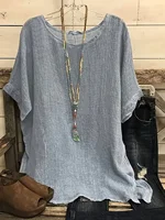 plus Size Women's Solid Color round Neck Casual Short Sleeve T-Shirt Comfortable Fit Basic Top - Image 4