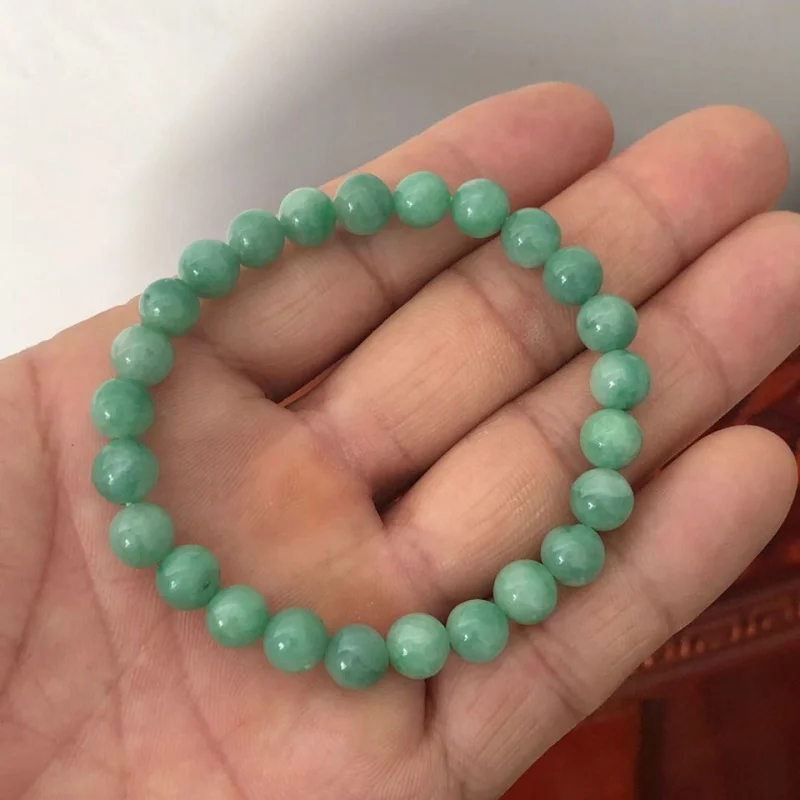 

Myanmar a-Level Loose round Beads Yang Mung Bean Green, Women's Bracelet Jade Bead Necklace Authentic