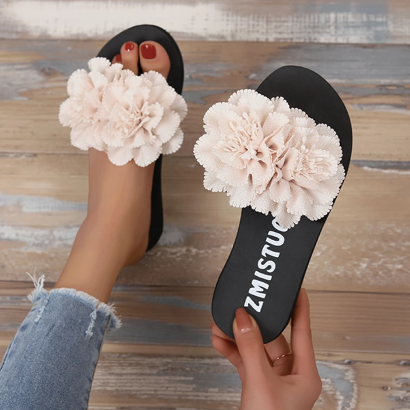 

Women's Flower Slippers Casual Thick Bottom Non-slip Wedge Shoes Outdoor Beach Flip-flops Fashion Slip-On Women's Shoes 36~41