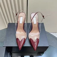 Star Style Fashion Transparent PVC Mixed-color Women Pumps Elegant Pointed toe Thin High heels Slingbacks Party Prom Shoes - Image 3