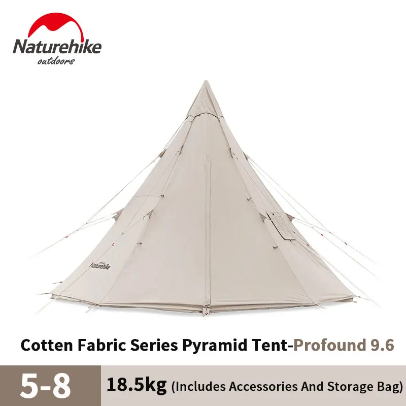 Naturehike-Cotton Pyramid Family Tent, Windproof Fabric