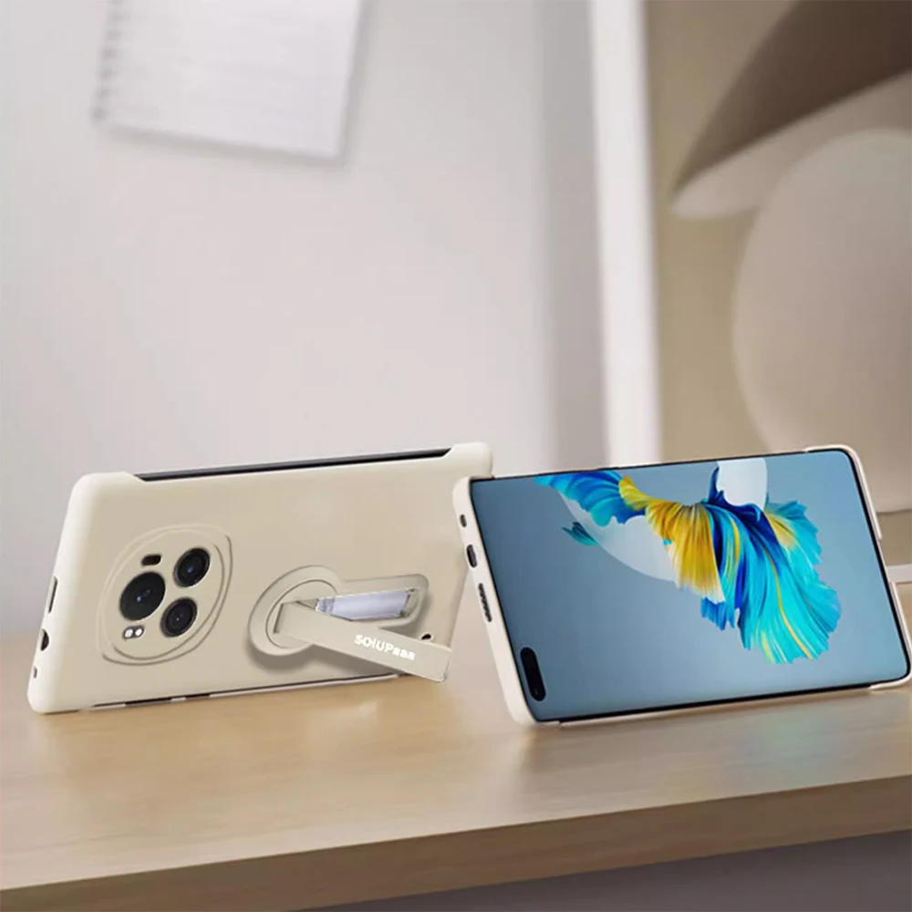 Sleek White Frameless Phone Case with Holder and Lanyard