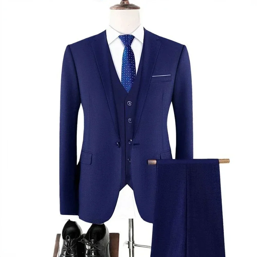 Men Suits Wedding 3 Pieces 2 Full Set Elegant Fashion Jackets Vest Pants Blazers Formal Adult Costumes