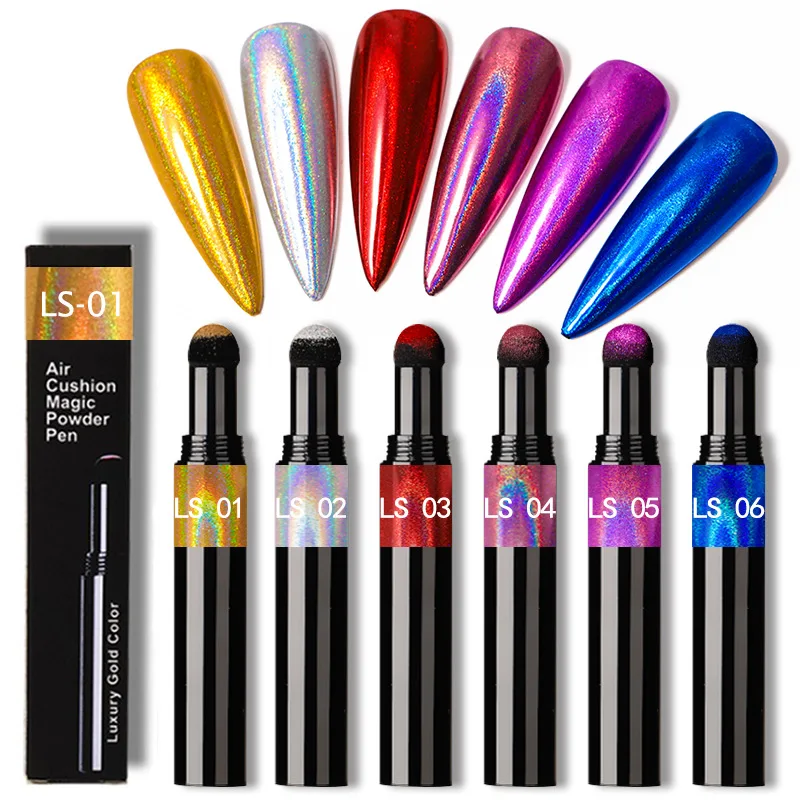 Nail Art Glitter Mirror Powder Air Cushion Magic Pen Effect Chrome Pigment Decoration UV Gel Polish Dust Nail Decor Manicure nail powder gel nail polish nail glitter nail pigment nail decoration nail decorations reflective powder