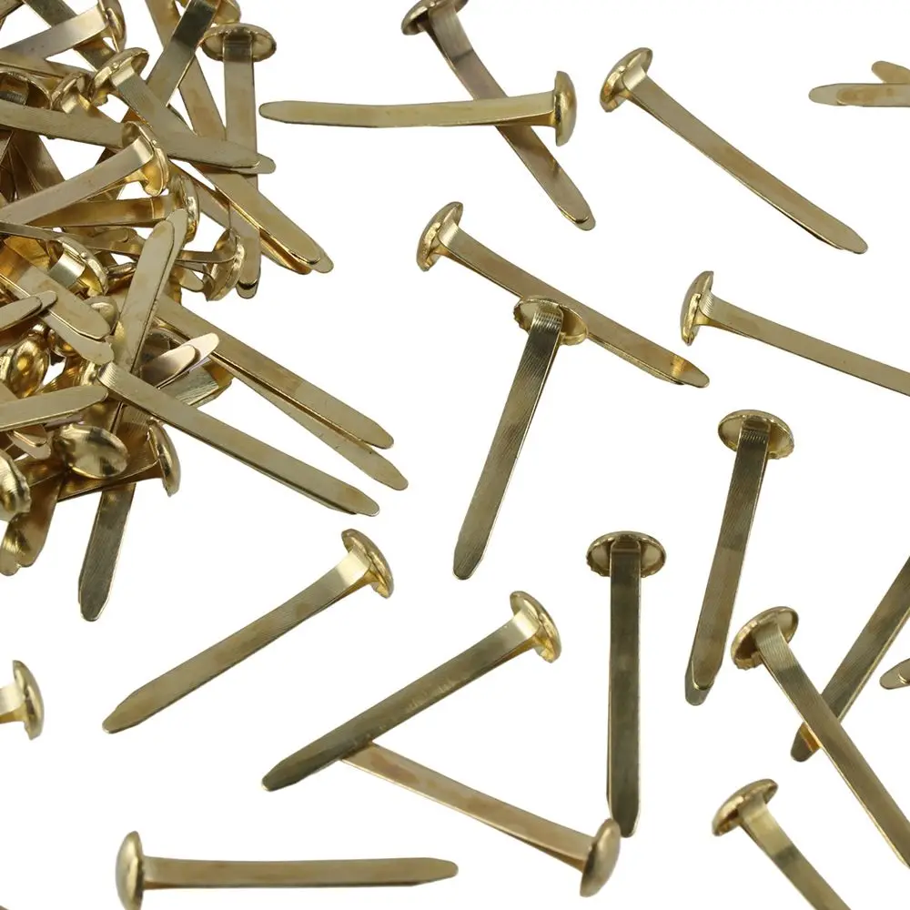 100 Pcs Iron Push Pins Photo Wall Gold Thumb Tacks Double Foot Nail Office