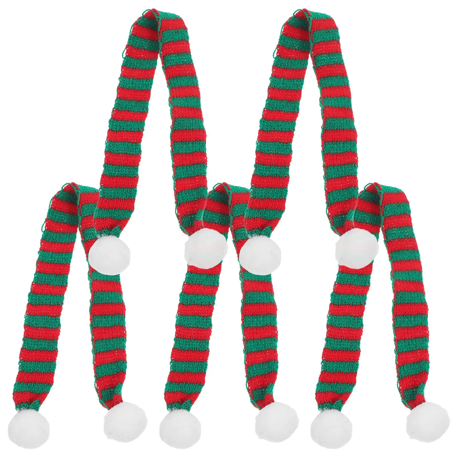 5/10pcs Christmas Mini Scarf DIY Hairball Knitted Scarf Wine Bottle Xmas Snowman Decor Neckerchief Party Festival Adornment