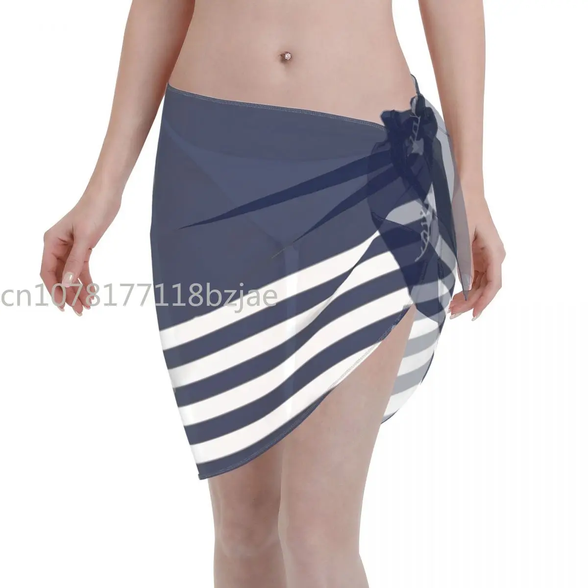 Nautica Navy Women Beach Cover Up Wrap Swimwear Pareo Sciarpa Sarong Beach Wear See Through Bikini Covers-Ups Gonna Costume Da Bagno