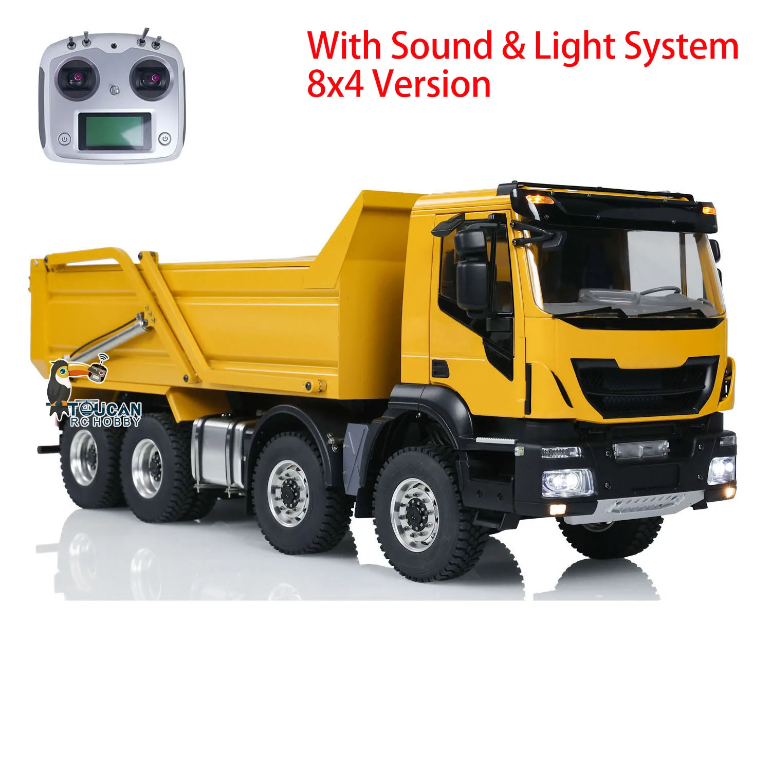 1/14 8x4 Metal Hydraulic Flip-over Cover RC Tipper Truck Radio Control Painted Finished Dump Car Light Sound Vehicle Toys Gift 3