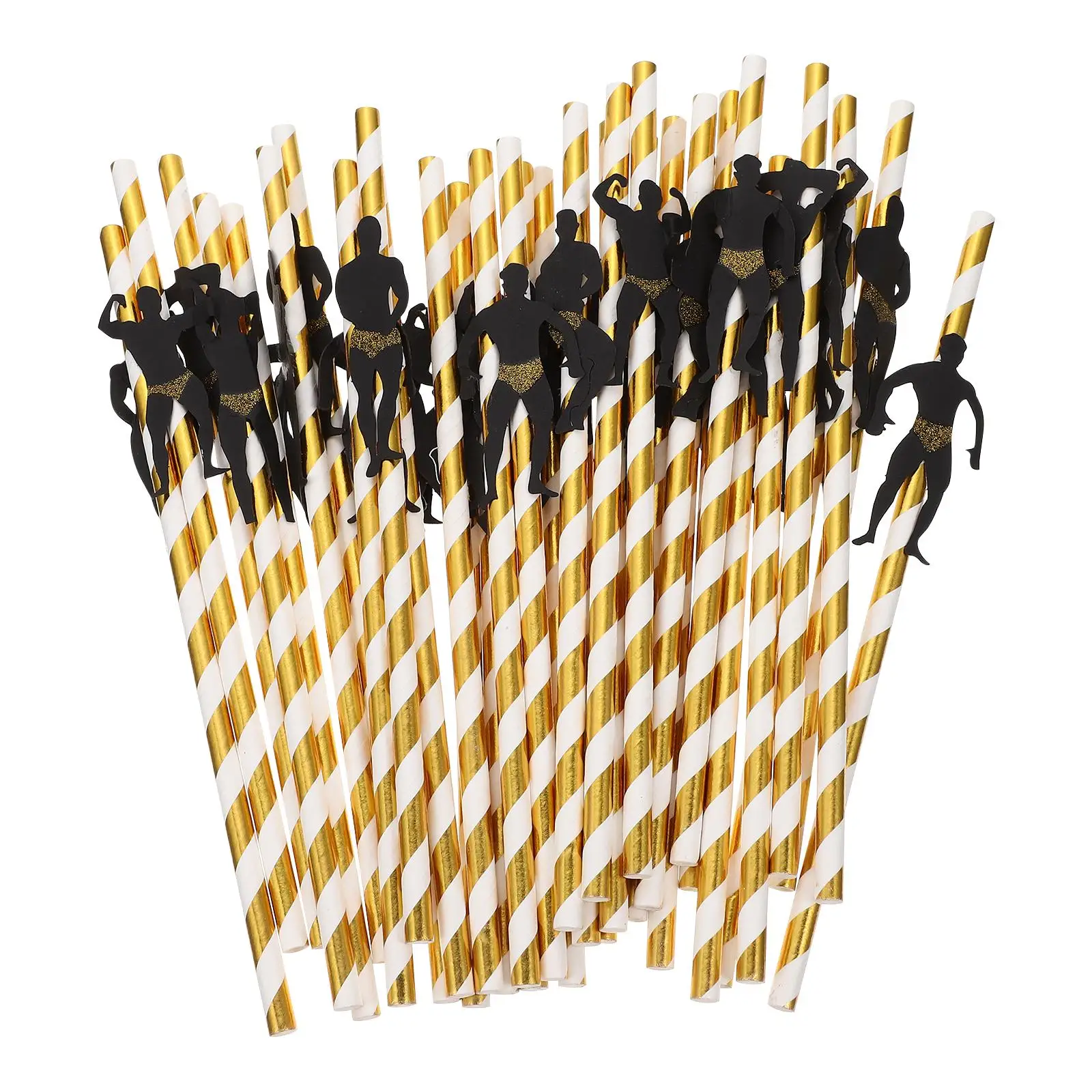 36 Pcs Decors Men Paper Straws Fitness Pose Dance Bars Party Decorations Skin Funny Friendly Safe