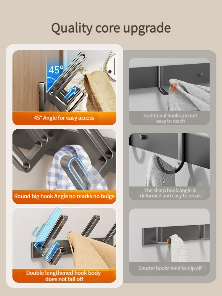 no drill hook wall hook clothes hook bathroom toilet space aluminum hanging on the wall door hanger 3