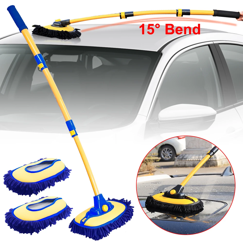 Car Cleaning Brush Car Wash Brush Telescopic Long Handle Mop Chenille Broom Detailing Adjustable