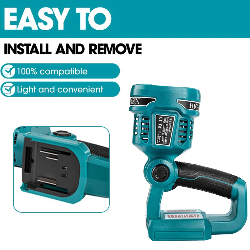 LED Cordless Flashlight Work Light Outdoor for Makita 14.4V