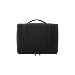 Spacious Travel Toiletry Organizer with Hook - Portable Handheld Cosmetic Bag (Black)