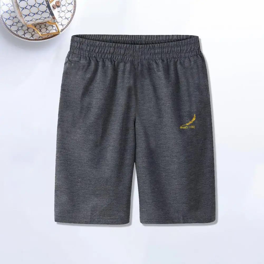 

Sports Shorts Trendy Knee Length Zipper Pockets Logo Print Loose Fitness Running Shorts Sportwear Short Sweatpants Men Shorts